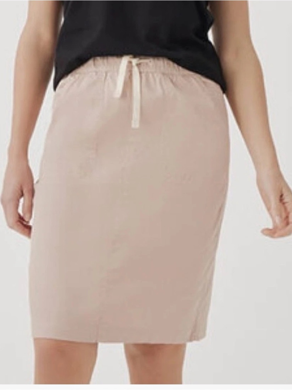Pact Women’s Daily Twill Skirt Sz L Oat Beige Knee Length Organic Cotton Casual